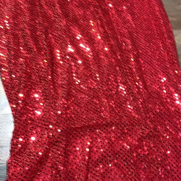 Sexy Retro Vintage 90s Red Sequin Floor Length Formal Gown Halter Neck Leg Slit - Picture 16 of 16